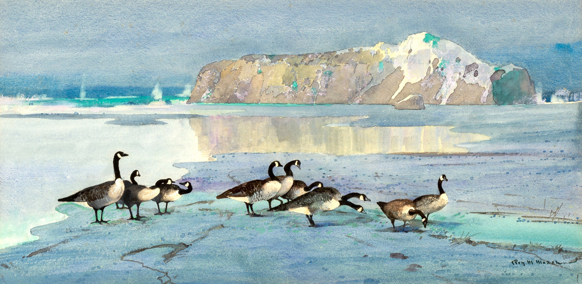 Appraisal: ROY M MASON AMERICAN - WATERCOLOR WITH GEESE Watercolor on