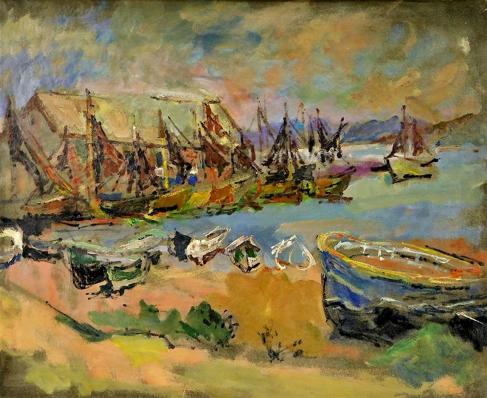 Appraisal: Claude Vanier French School Harbor Painting Claude Vanier French School