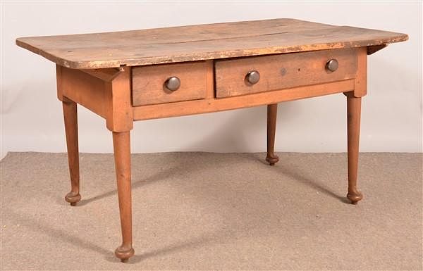 Appraisal: Pennsylvania Queen Anne Walnut Farm Table Pennsylvania Queen Anne Walnut