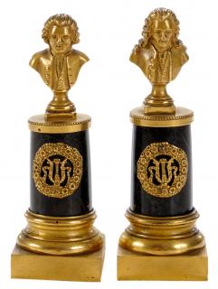 Appraisal: Pair Gilt Metal Miniature Busts of Composers probably French th