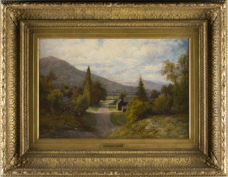 Appraisal: Alexander Lawrie NY - Village Lane oil on canvas relined