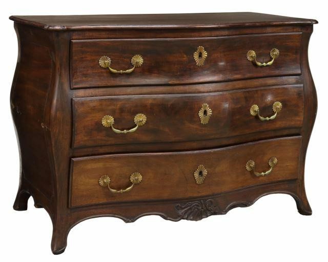 Appraisal: French Provincial bombe commode th c serpentine front fitted with