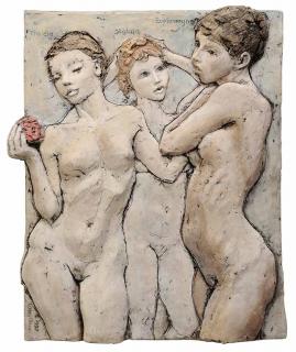 Appraisal: Rodney Shaw Wall Plaque The Three Graces terracotta wall plaque