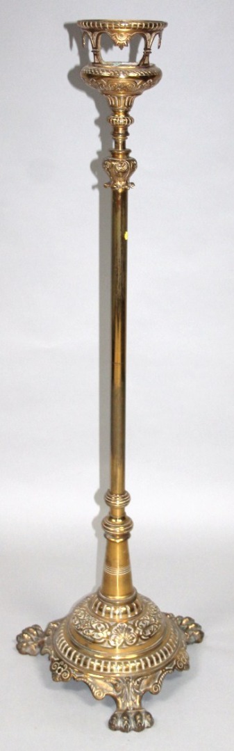 Appraisal: An early thC brass jardiniere the telescopic stem holding a