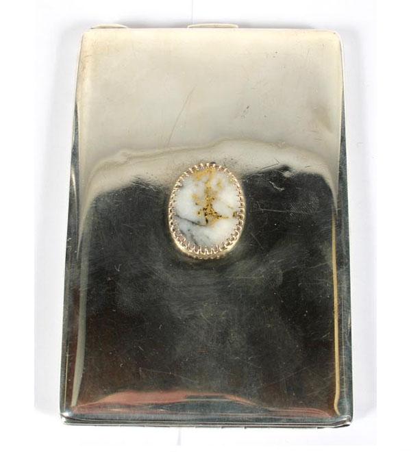 Appraisal: Tiffany sterling and gold quartz cigarette case applied with prong