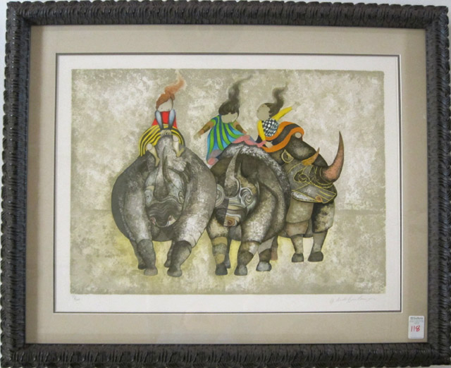 Appraisal: GRACIELA RODO BOULANGER LITHOGRAPH Bolivia born Titled Trios Rinoceros depicting