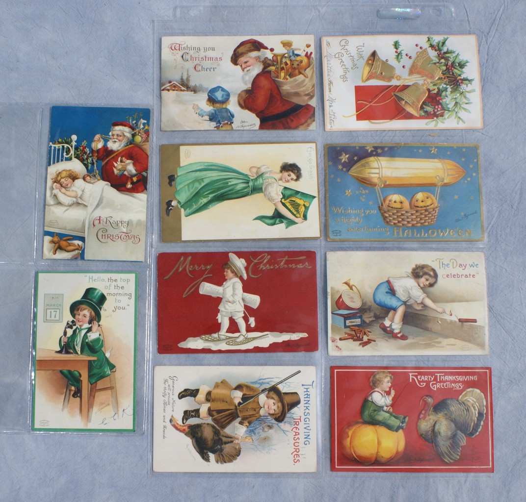 Appraisal: Postcards by Clapsaddle to include Christmas Halloween Thanksgiving St Patricks