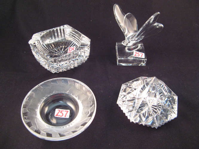 Appraisal: FOUR SIGNED CRYSTAL ITEMS Two are signed Waterford paperweight and