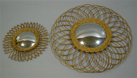 Appraisal: TWO FRENCH CONVEX WALL MIRRORS the convex circular mirrors with