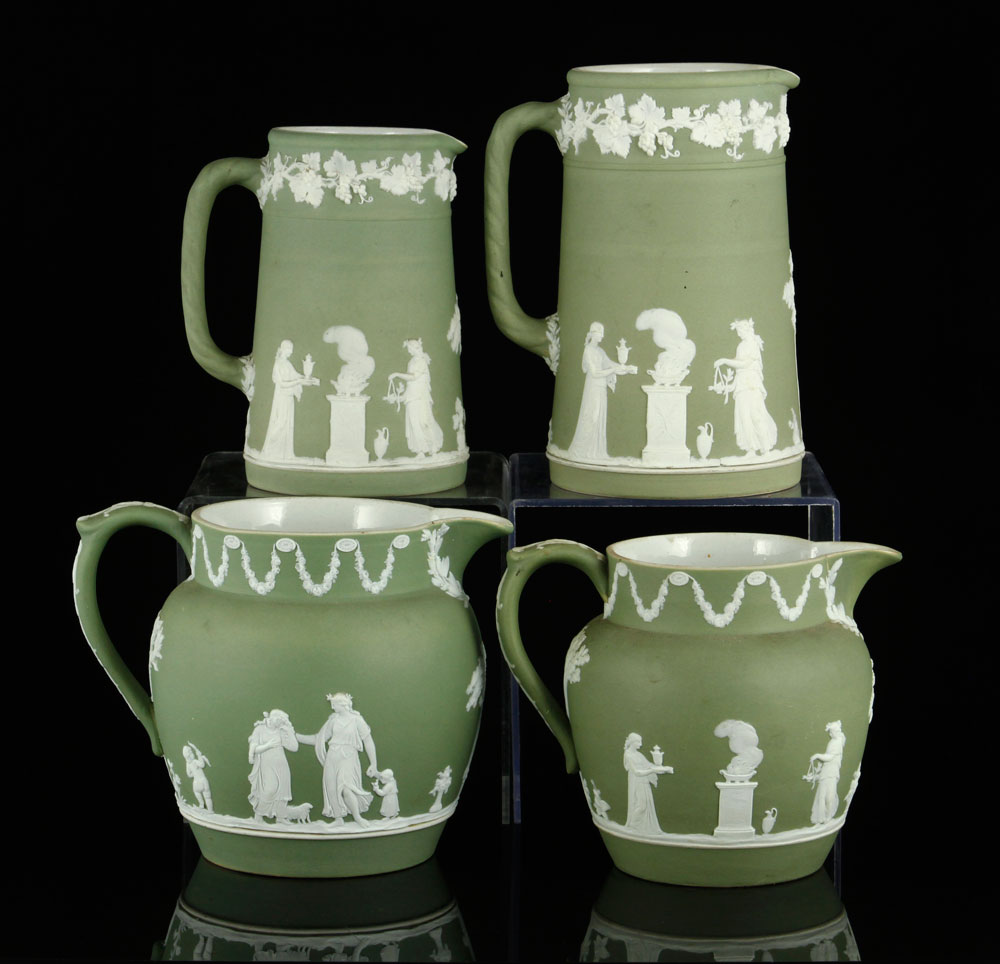 Appraisal: - Wedgwood Jasperware Pitchers Lot of four green and white