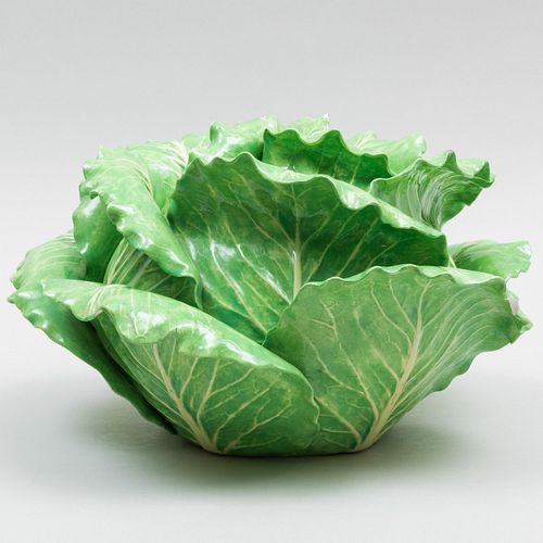 Appraisal: DODI THAYER PORCELAIN CABBAGE FORM TUREENIncised signature x in diam