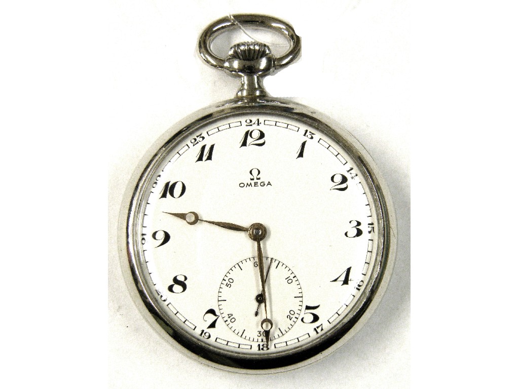 Appraisal: Omega nickel cased lever pocket watch gilt jewel movement no