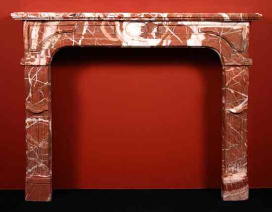 Appraisal: A French Louis XIV Style Rouge Royale Marble Fireplace Surround