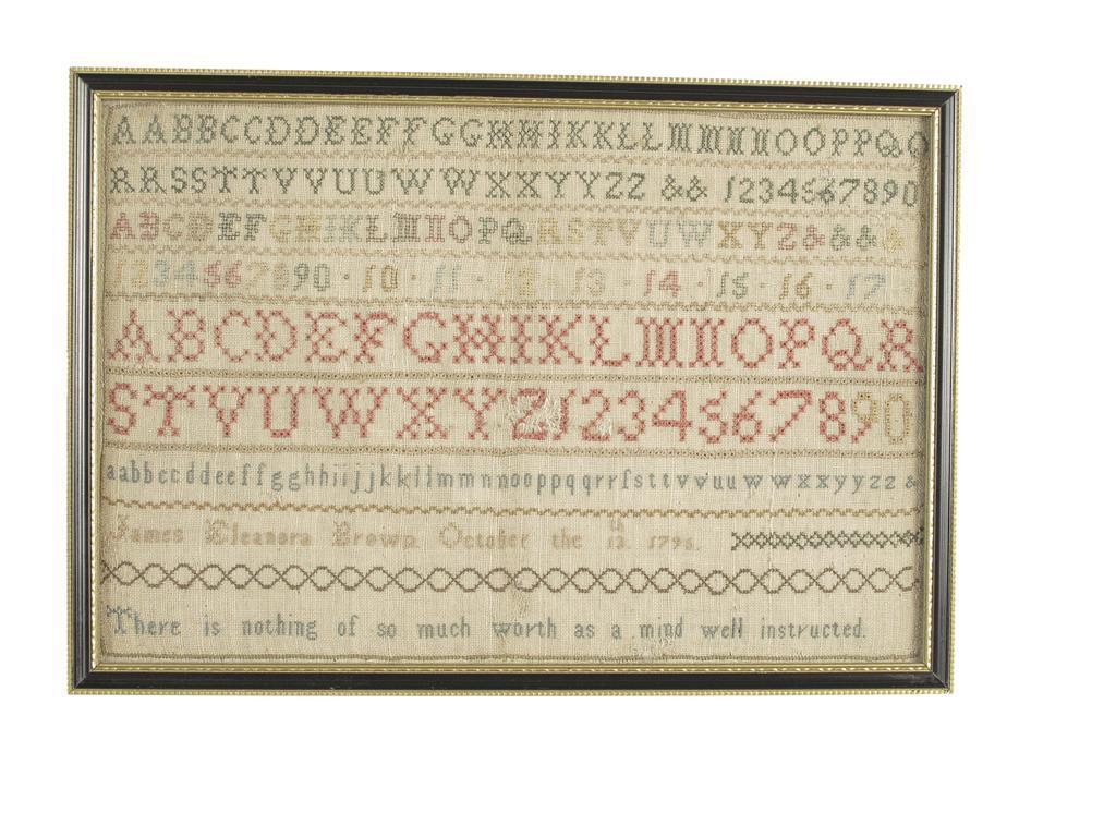 Appraisal: A George III needlework sampler by James Eleanora Brown