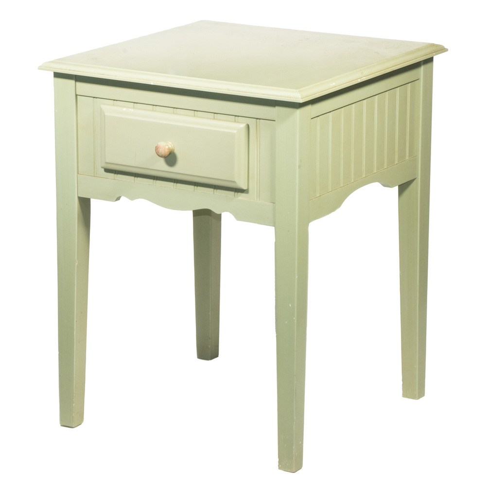 Appraisal: GREEN PAINTED ONE DRAWER STAND Maine Cottage Style Contemporary End