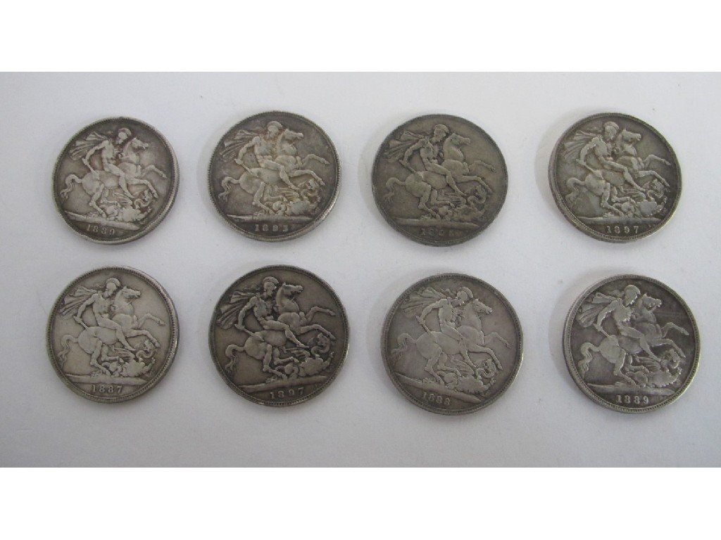 Appraisal: Lot comprising eight Victorian silver crowns