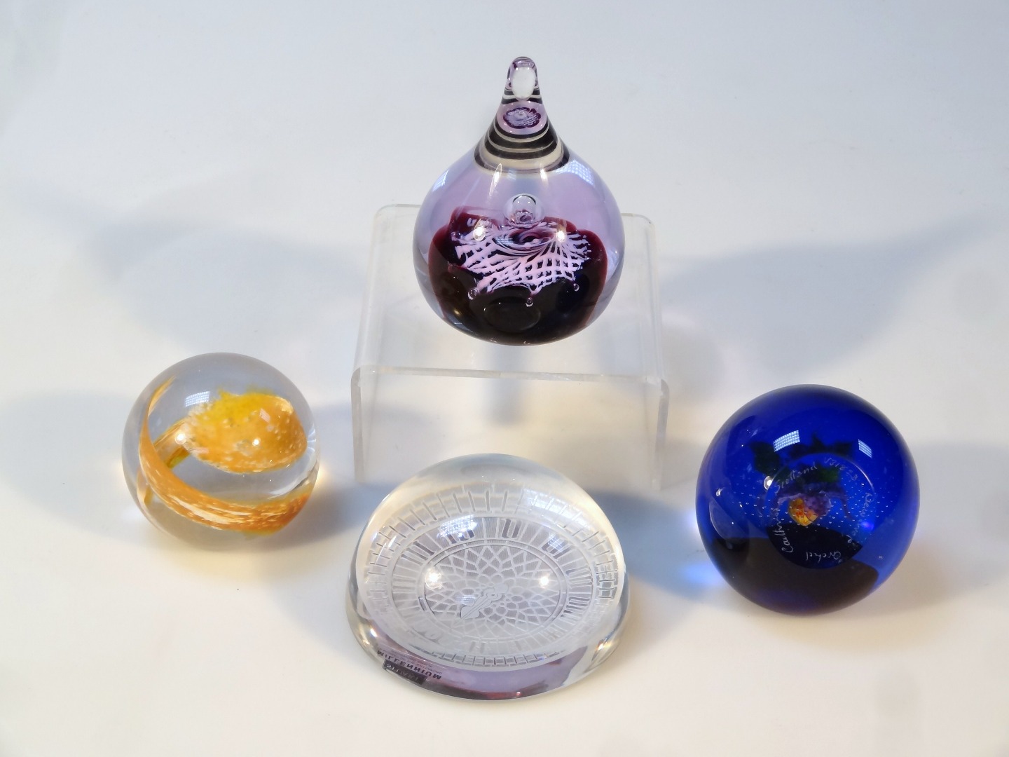 Appraisal: Various paperweights to include Caithness Pastel Orchid V cm high