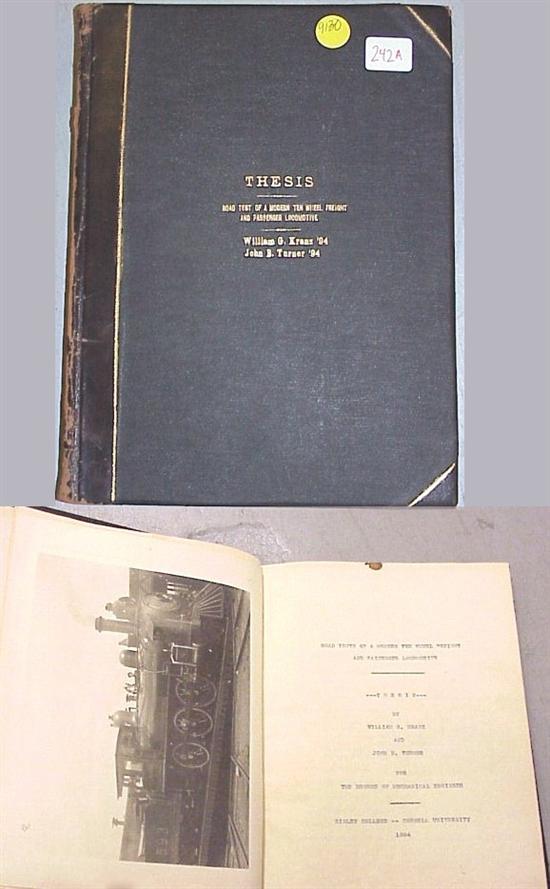 Appraisal: Railroad Thesis Kranz William G Turner John B Road Test