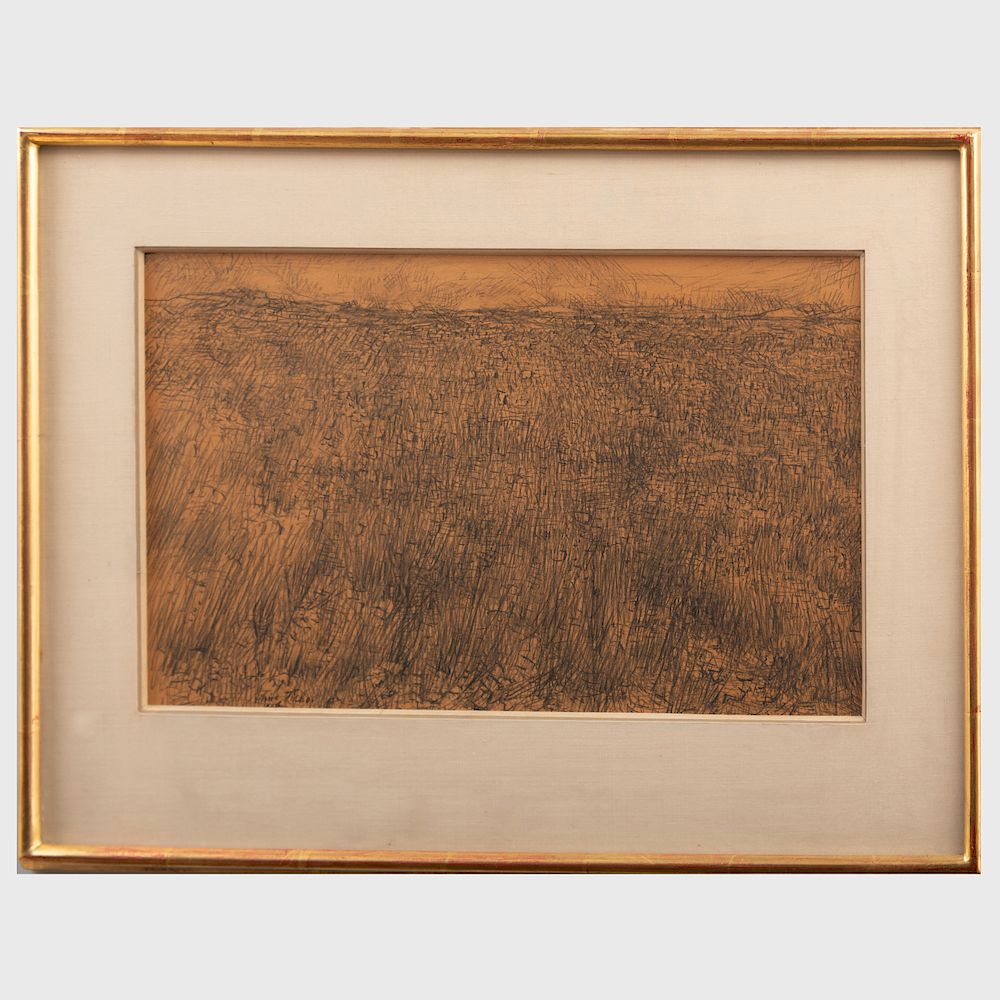 Appraisal: Anna Ticho - The Hills of Jerusalem Pencil on brown