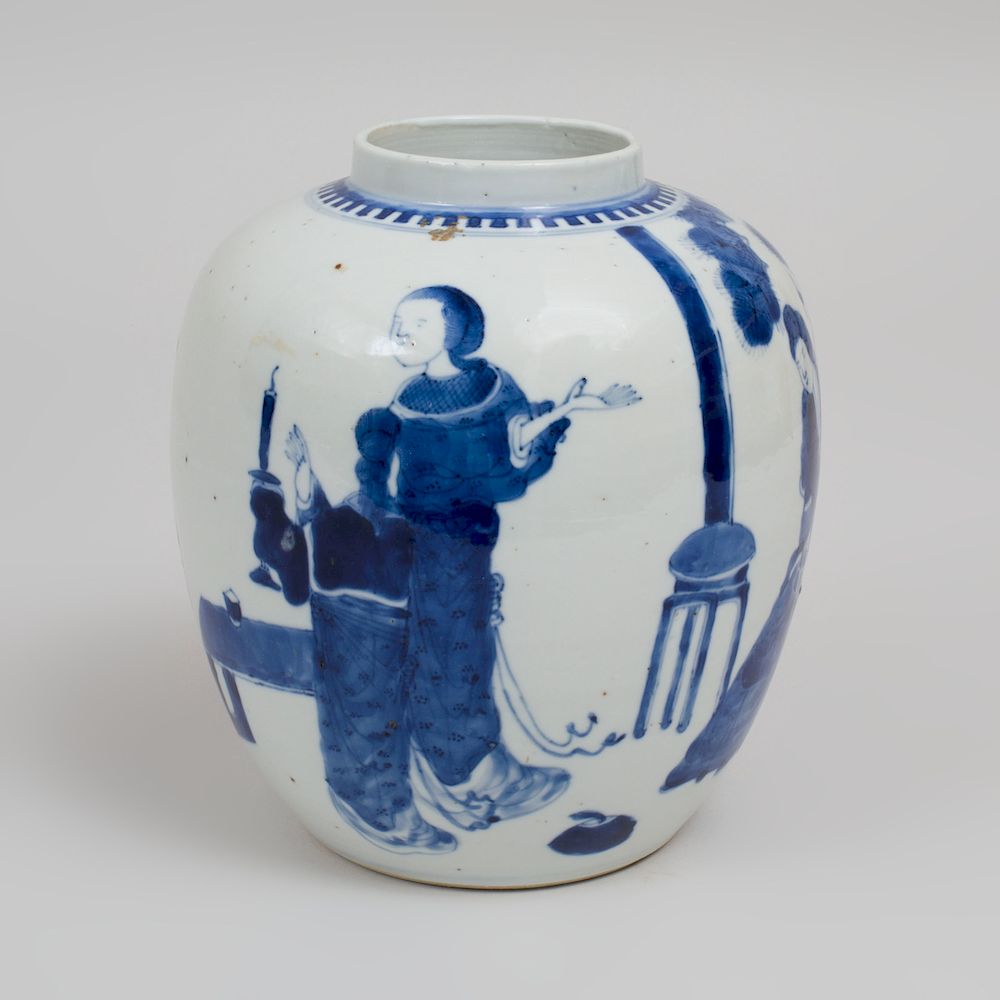 Appraisal: Chinese Blue and White Porcelain Ginger Jar Four character mark