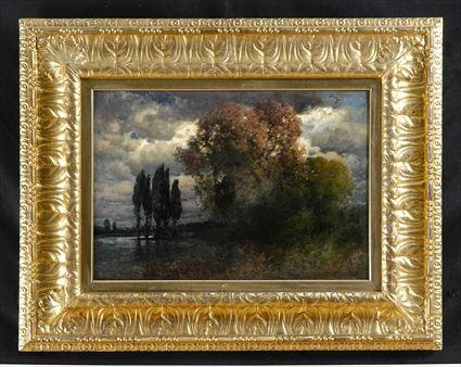 Appraisal: HERMAN R DIS HLI - LANDSCAPE WITH POPLARS Oil on