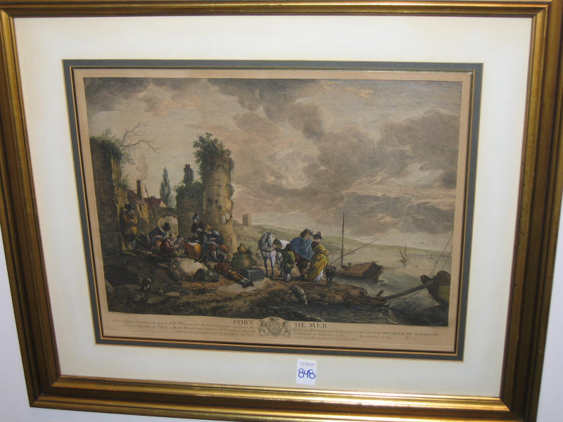 Appraisal: AFTER P WOUVERMENS PORT DE MER handcolored etching printed in