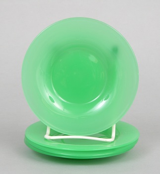 Appraisal: Four Steuben Jade Green Dishes Four Steuben brilliant Jade Green