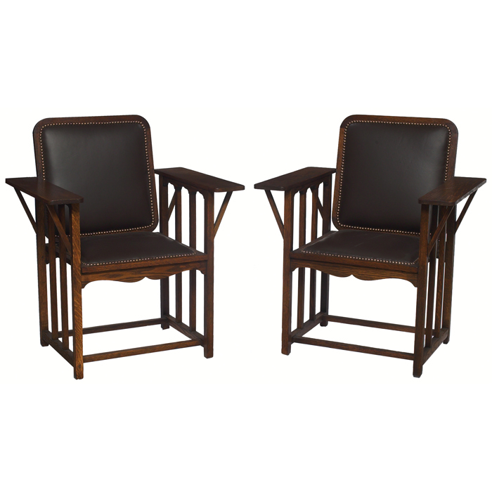 Appraisal: Phoenix Chair Company McKinley armchairs pair strong Prairie design with