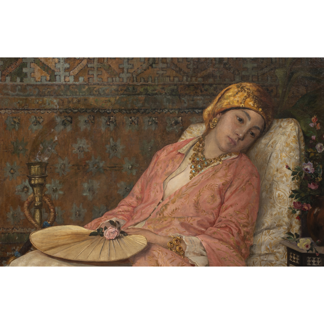 Appraisal: PAINTING ODALISQUE RECLINING ORIENTALIST FIGURE French School th century Odalisque