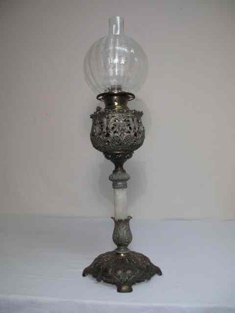 Appraisal: Antique ''The New Juno'' oil burning table lamp Edward Miller