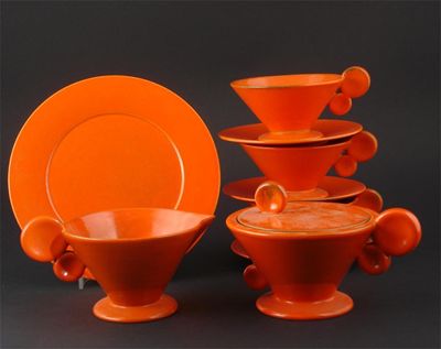 Appraisal: A Hael Werkstatten earthenware tea set designed by Greta Marks