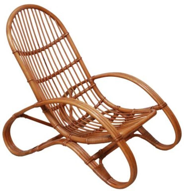 Appraisal: Bamboo and rattan lounge chair Roberti Italy founded having continuous