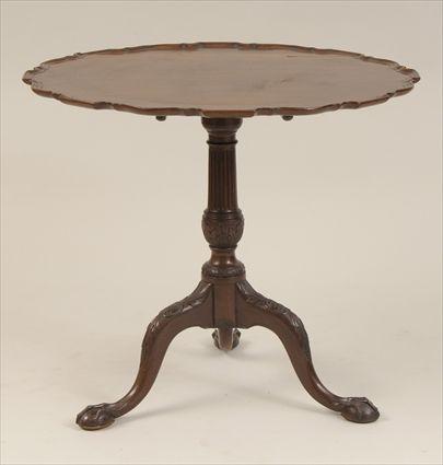 Appraisal: Chippendale-Style Carved Mahogany Tilt-Top Tea Table in in diam