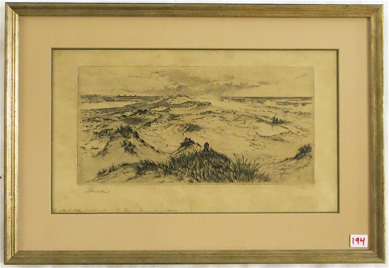 Appraisal: THOMAS MORAN ETCHING Pennsylvania California - Sand Dunes Image measures