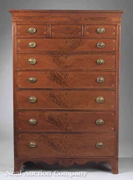 Appraisal: An American Southern Inlaid Cherrywood Tall Chest c probably Virginia