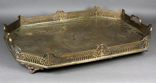 Appraisal: th century Victorian bronze footed tray octagon form x Good