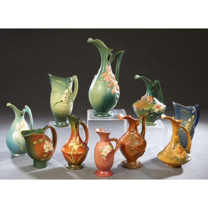 Appraisal: Ten Pieces of Roseville Pottery consisting of - Bushberry Ewer