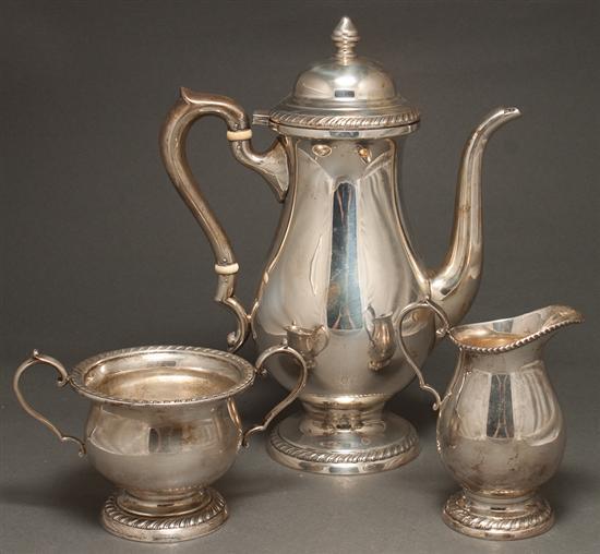 Appraisal: American Georgian style sterling silver three-piece coffee set mid th