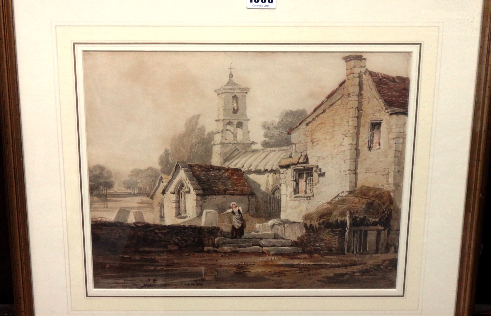 Appraisal: Samuel Prout - A girl outside a church watercolour signed