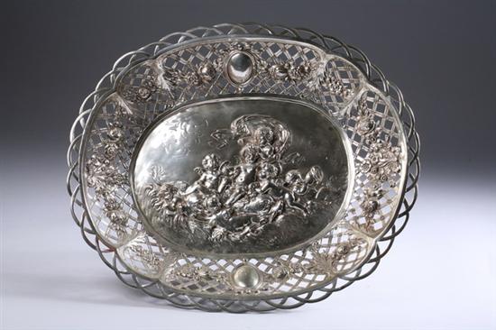 Appraisal: LARGE CONTINENTAL SILVER REPOUSS BASKET late th-early th century silver