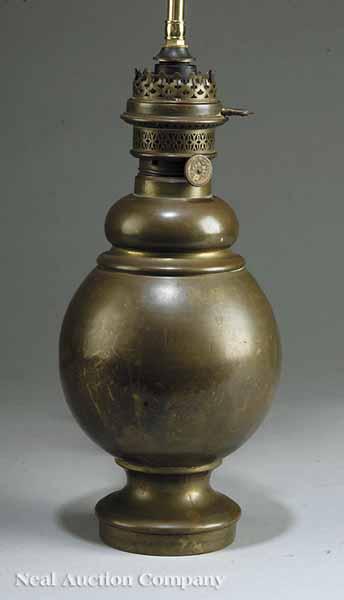 Appraisal: A French Brass Oil Lamp mid- th c the body