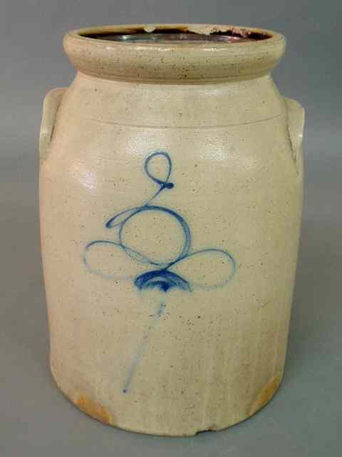 Appraisal: Pennsylvania stoneware crock th c with blue decoration h