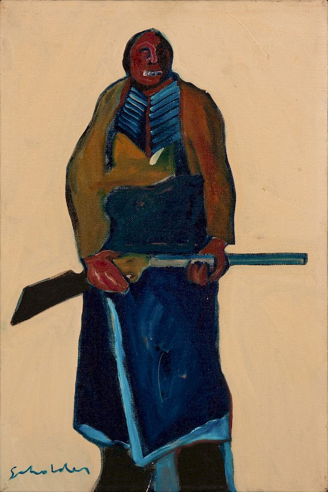 Appraisal: Fritz Scholder American - Man with Gun Fritz Scholder American