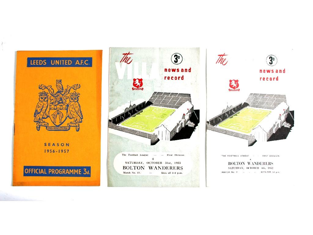 Appraisal: TWO ASTON VILLA PROGRAMMES v Bolton and Leeds v West