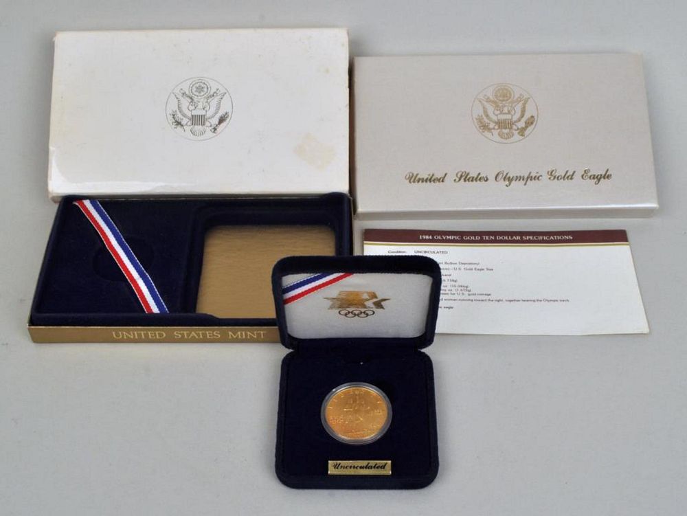 Appraisal: Boxed Commemorative Olympic Gold Coin weight grams Box long wide