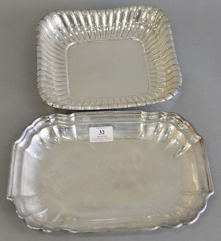 Appraisal: Two sterling silver square rectangular bowls x x troy ounces