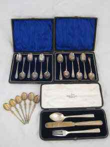 Appraisal: A boxed silver Art Deco christening set marked sterling a