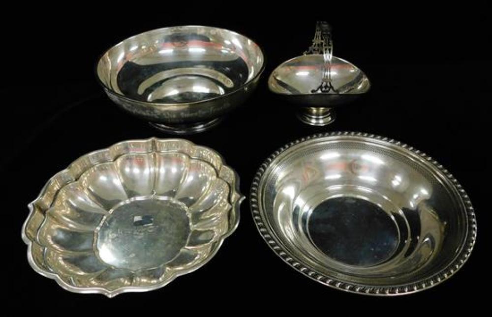 Appraisal: STERLING Four pieces of sterling silver hollowware makers include Gorham