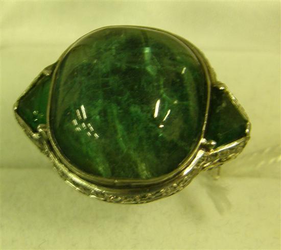 Appraisal: AN ART DECO EMERALD AND DIAMOND SET RING