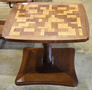 Appraisal: Lane parquetry side table having a shaped top with stylized